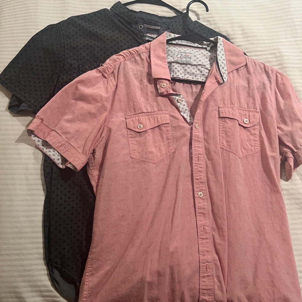 Men's Pink and Black Short Sleeve Shirts